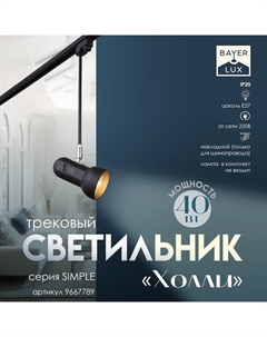 Светильник трековый Simple "Холли" Е27 40Вт черный 15х9х40см Bayerlux