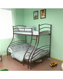 Кровать двухъярусная «Глория», 1400×1900 мм, металл, лестница справа, цвет коричневый Милсон