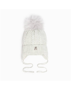 Шапка для девочки вязаная, светло-серая, размер 44-47 см (9-18 мес.) Русбубон