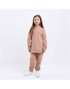 Костюм детский (худи, брюки), бежевый, рост 128 см Minaku