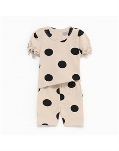Костюм: футболка и легинсы «. Горох», рост 68-74, бежевый Крошка я