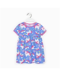 Платье для девочки, цвет голубой/единороги, рост 92см Юниор текстиль