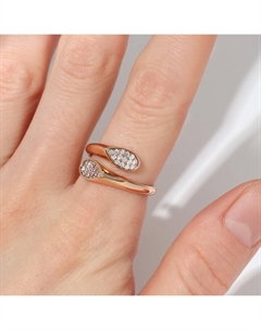 Кольцо дуэт, цвет белый в золоте, безразмерное Xuping