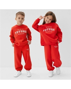 Костюм детский с начёсом (свитшот, брюки) Future, размер 34 (122-128 см), красный Kaftan