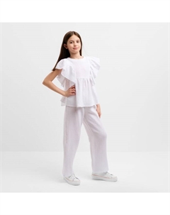 Комплект (блузка и брюки) для девочки, белый, рост 140 см Minaku