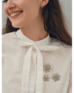 Брошь новогодняя «Снежинка» малая, радужная в серебре Qf