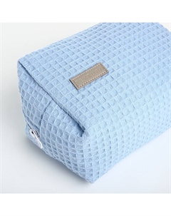 Косметичка женская на молнии, объёмная, средний размер, мягкая, голубая Textura