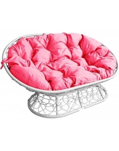 Садовый диван Мамасан 12110108 (белый ротанг/розовая подушка) M-group