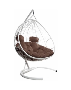 Подвесное кресло Для двоих 11450105 (белый ротанг/коричневая подушка) M-group
