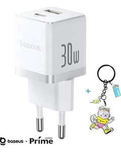 Сетевое зарядное Palm Fast Charger C+U 30W EU P1011160A213-01 (белый) + брендированный брелок Baseus