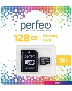 Карта памяти microSDXC PF128GMCSX10U1A 128GB (с адаптером) Perfeo
