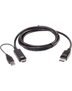Кабель 2L-7D02HDP HDMI/USB Type-A - DisplayPort (1.8 м, черный) Aten