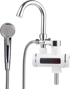 Проточный электрический водонагреватель кран+душ BEF-001-03 с дисплеем и душевой лейкой Unipump