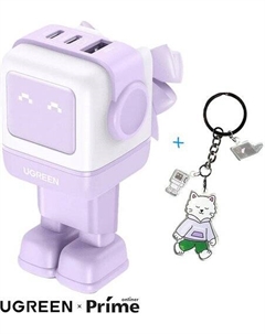 Сетевое зарядное Nexode RG 65W CD361 (белый/сиреневый) + брендированный брелок Ugreen