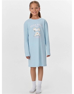 Сорочка ночная для девочек голубая с принтом и надписью "bear hugs only" Mark formelle