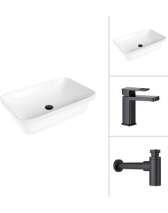 Умывальник со смесителем Lauter 21370 + Cascade 21СК655BS с сифоном 21635B