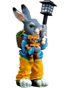Садовая фигура-светильник Хорошие сувениры Заяц с фонармком и игрушкой / 4203372