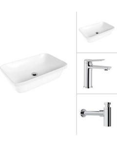 Умывальник со смесителем Lauter 21370 + Silk 21CK572С с сифоном 21635CH