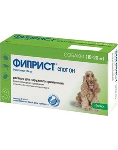 Капли от блох KRKA Фиприст спот он для собак 10-20кг Krka