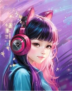 Набор алмазной вышивки Феникс+ Девочка в наушниках / 70790 Feniks