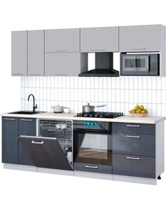 Кухонный гарнитур Интерлиния Мила Gloss 2.4-ПМ2