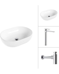 Умывальник со смесителем Lauter 21836A + Reef 21CK8678C с сифоном 21635CH