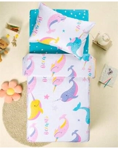 Комплект постельного белья Ночь нежна Киты 1.5сп 50x70 / 500445-1+571111-1