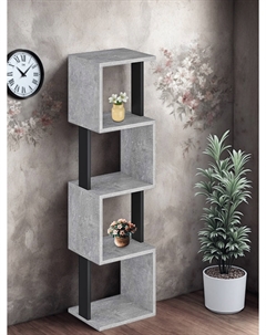 Стеллаж СН-4-Темный Бетон-Черный Макс стайл