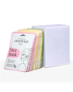 Набор тканевых масок для лица с растительными экстрактами 30 шт, увлажняющих Grace face