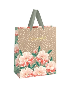 Пакет подарочный "Flowers", крафт, отделка фольгой Meshu