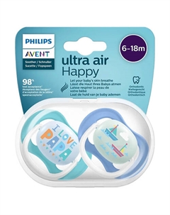 Пустышка силиконовая Ultra Air Happy, 6-18 месяцев Philips