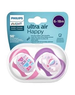 Пустышка силиконовая Ultra Air Happy, 6-18 месяцев Philips