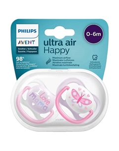 Пустышка силиконовая Ultra Air Happy, 0-6 месяцев Philips
