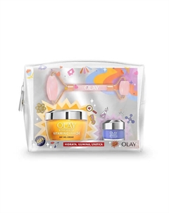 Набор: Крем-гель для лица + Крем для глаз + Массажер + Косметичка Olay