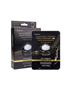 Тканевая маска для лица с пептидами и муцином улитки Black Snail & Peptide9 Perfect Cream Mask 230 Farmstay