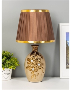 Настольная лампа керамика «Цветы-лиана» бронза, стразы Е14 40 Вт 21×21×38 см Risalux