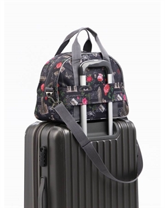 Сумка дорожная на молнии, наружный карман, держатель для чемодана, длинный ремень, серая Lucky mark