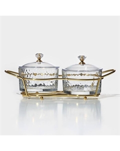 Набор конфетниц «Богема», 24×9.5×8.5 см, на подставке. 2 шт., стекло, цвет металла золотистый Magistro