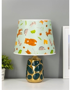 Настольная лампа керамика «Пузырьки» тёмно-зелёная с золотом Е14 40 Вт 24×24×33 см Risalux