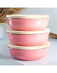 Набор для холодца, 3 емкости, 1 л, розовый Вятская керамика