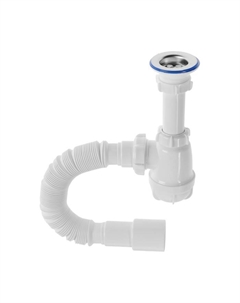 Сифон для раковины Aquant, 1 1/4" х 40 мм, с металл. решеткой d=64 мм, с гофрой 40×40/50 мм