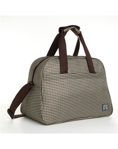 Сумка дорожная на молнии, наружный карман, длинный ремень, цвет бежевый/коричневый Lucky mark