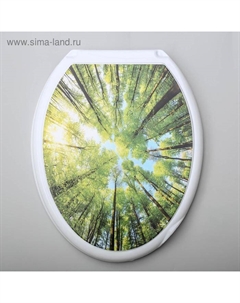 Сиденье для унитаза с крышкой «Декор. Лес», 44.5×37 см, белое Русспласт