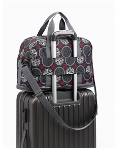 Сумка дорожная на молнии, с увеличением, наружный карман, держатель для чемодана, длинный ремень, серая, розовая Lucky mark