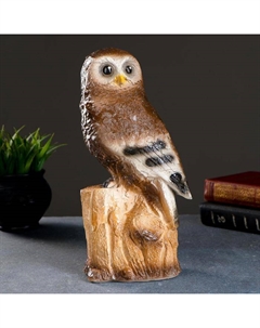 Копилка для денег «Сова на пне», коричневая, фарфор, 11×13×27.5 см Хорошие сувениры