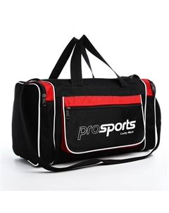 Сумка спортивная на молнии, 3 наружных кармана, длинный ремень, средний размер, цвет чёрный/красный Lucky mark