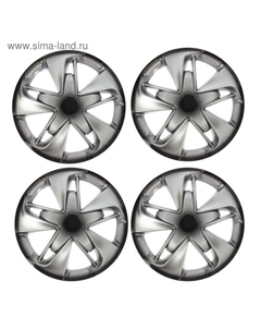 Колпаки колесные R=15 «СУПЕР АСТРА», серебристо-черный карбон, набор 4 шт. Torso