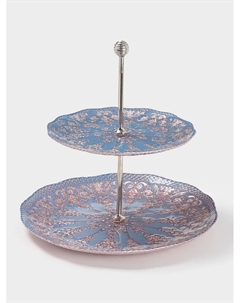 Фруктовница «ЭЛЕОНОРА БРОНЗА», d=21/28 см, стекло, голубая, розовая Akcam