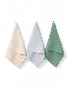 Набор кухонных полотенец «»: серое, бежевое, зелёное, 35×60 см - 3 шт., хлопок 100% Доляна