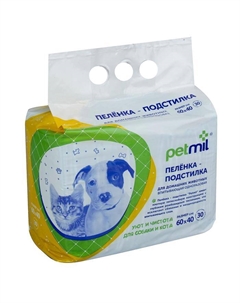 Пеленки впитывающие целлюлозные, 60×40 см (в наборе 30 шт.) Petmil